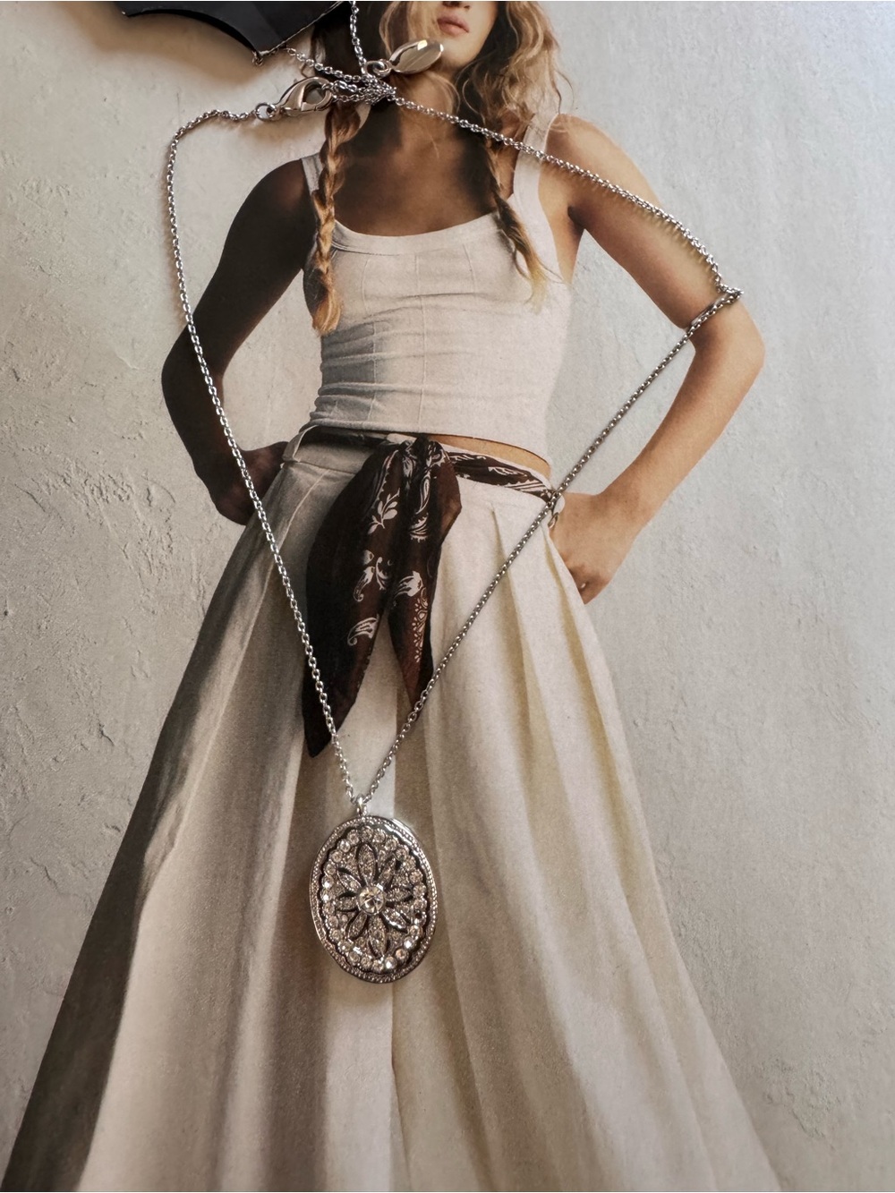 Silver Oval Pendant Crossbody Bag - Women Bags